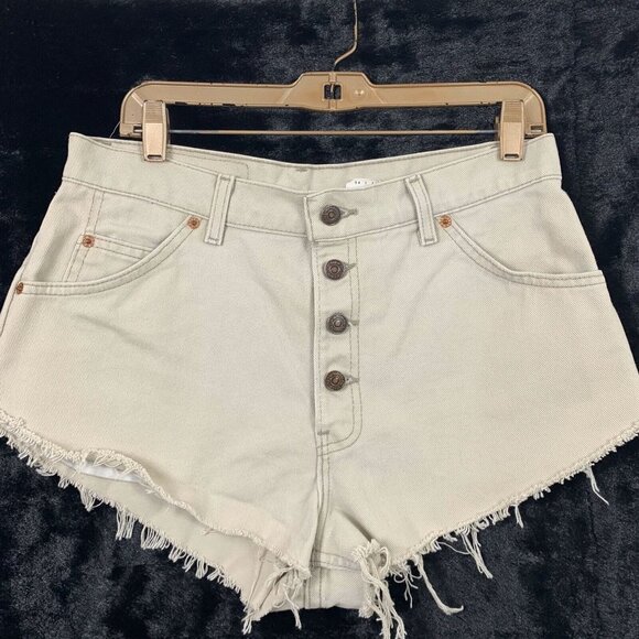 Vintage Levis Size 13 Cutoffs Jean Shorts 950 Relaxed Fit Button Fly Gray 90s